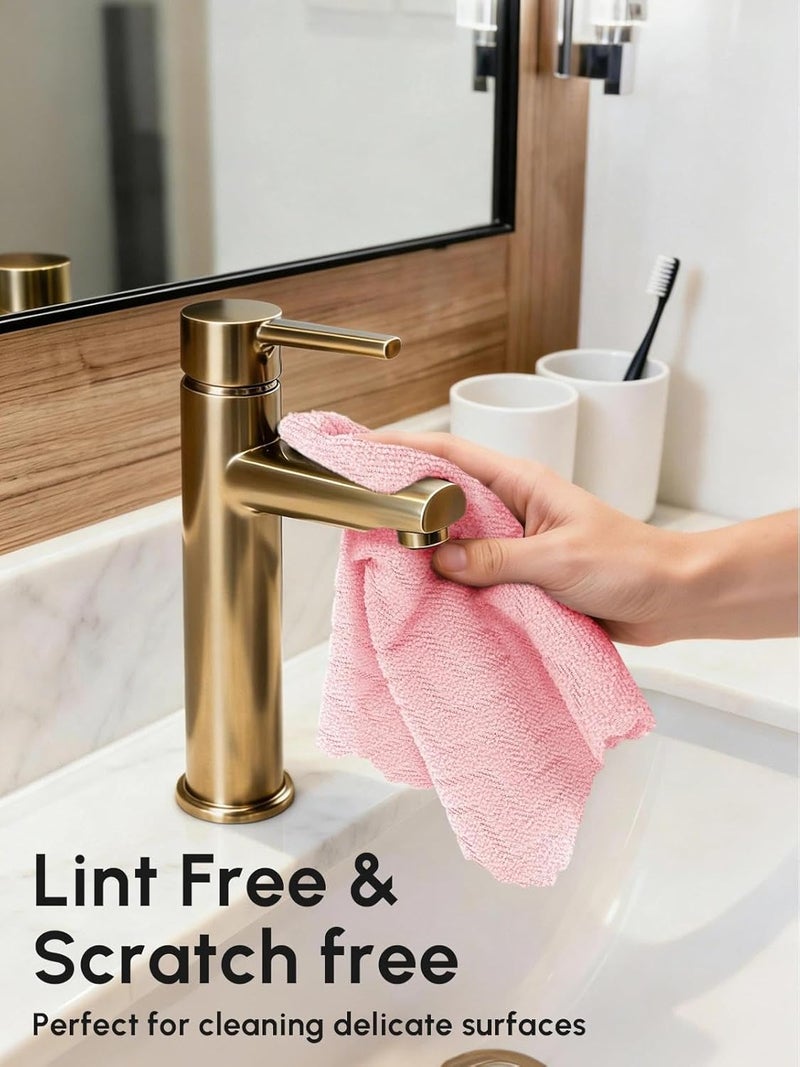 SOOWASH Microfiber Cleaning Cloths Roll, 75 Pack Tear Away Microfiber Towels Roll, 12" x 12" Lint Free Rags, Reusable Cleaning Cloths, Washable, Scratch Free,Ultra Absorbent Dish Rags(Pink Ripple) - Image 4